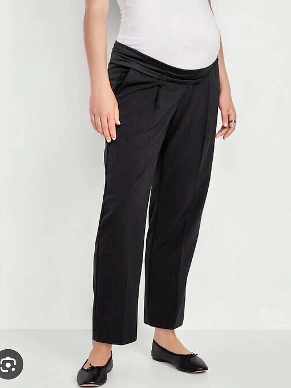 Old Navy Maternity Billie Full-Panel roll over  Straight Pants Black